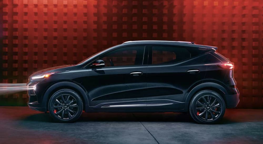 Black 2023 Chevy Bolt EUV parked at a Chevrolet dealer