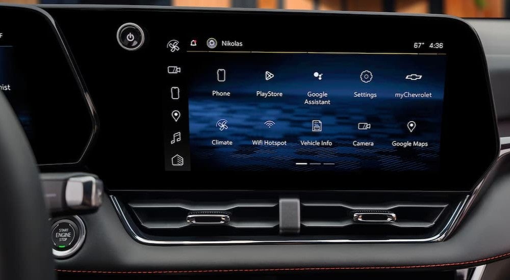 Close-up of the infotainment screen in a 2026 Chevy Equinox.