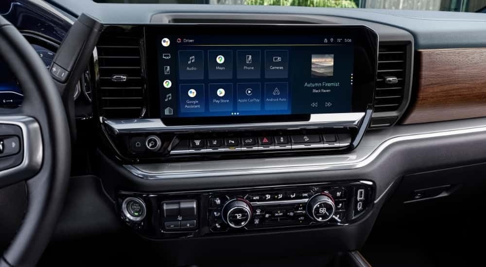 Infotainment screen in a 2025 Chevy Silverado 2500 HD for sale near Bessemer.