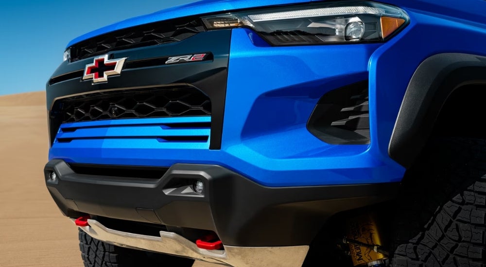 Front of a blue 2026 Chevy Colorado ZR2