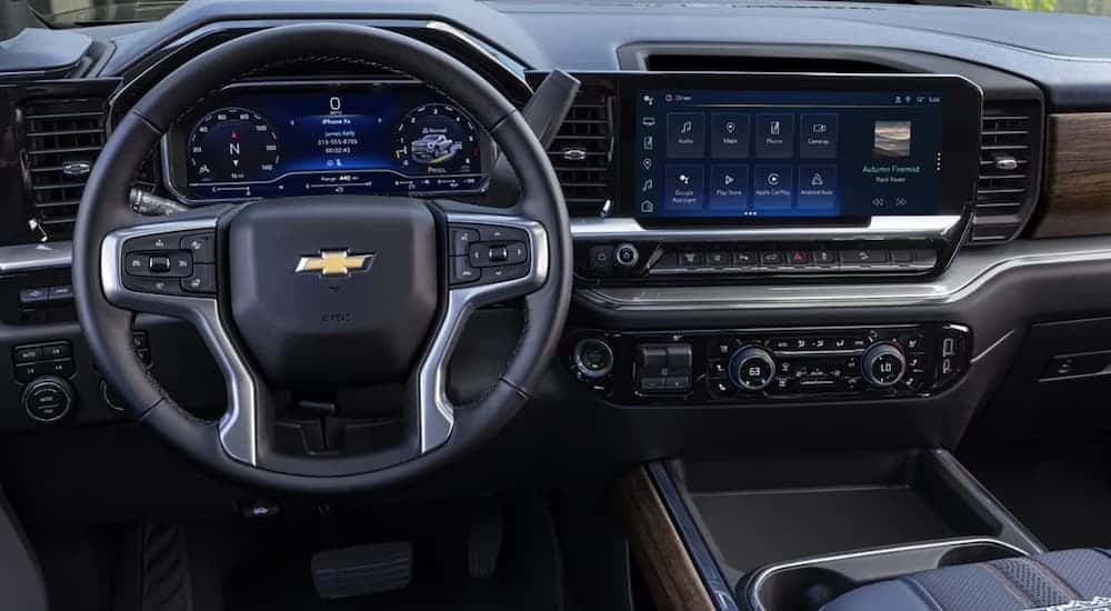 Infotainment and digital gauge cluster on a 2025 Chevy Silverado 2500 HD