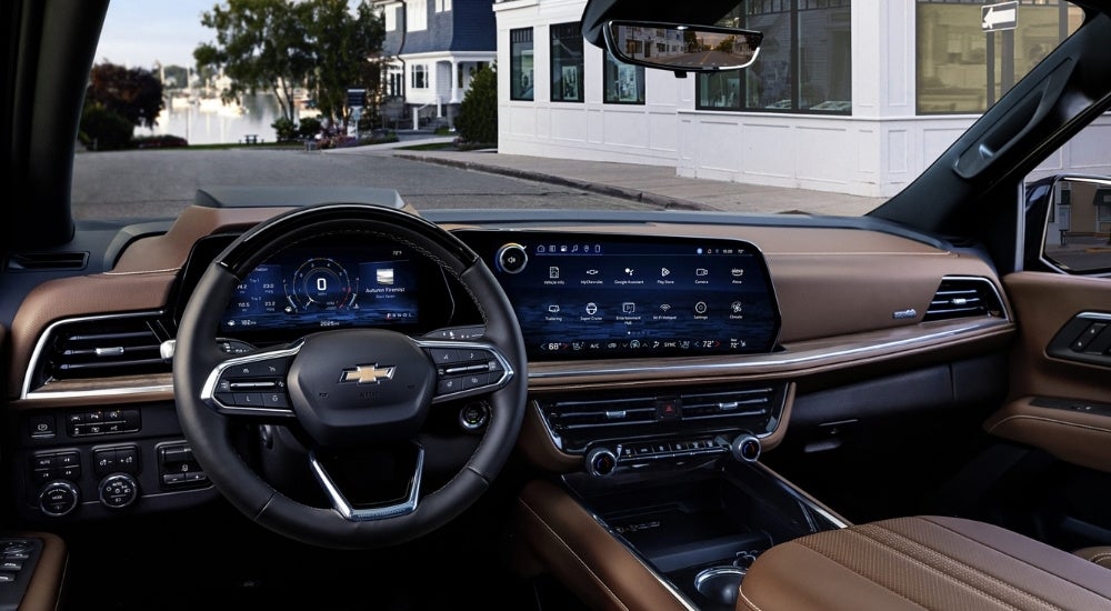 Black and brown Interior of a 2025 Chevy Tahoe