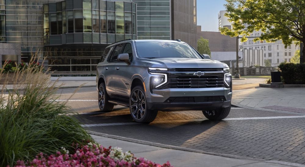 Grey 2025 Chevy Tahoe RST in a city
