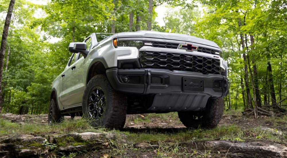 White 2026 Chevy Silverado 1500 ZR2 Bison parked off-road