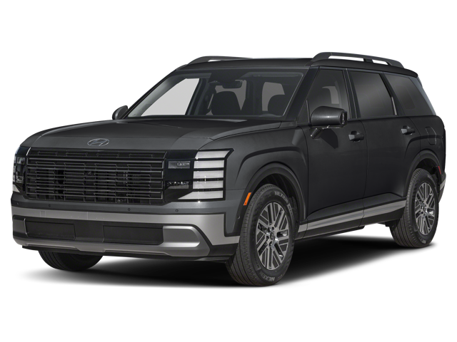 A black 2026 Hyundai Palisade Hybrid SUV with a modern grille and sleek design.