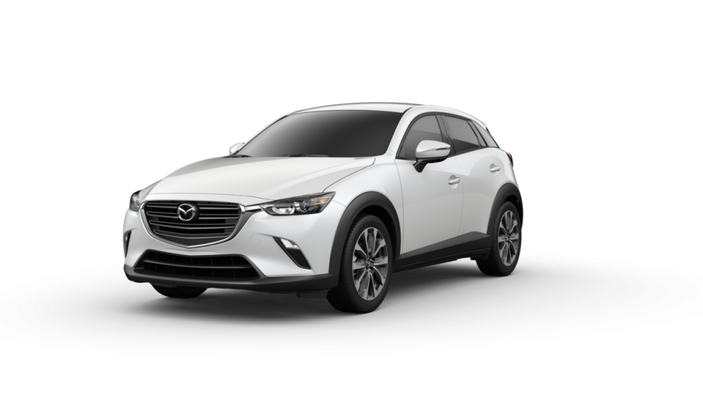 model photo of a white Mazda CX-3