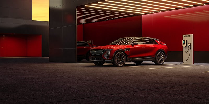 2024 red Cadillac LYRIQ charging