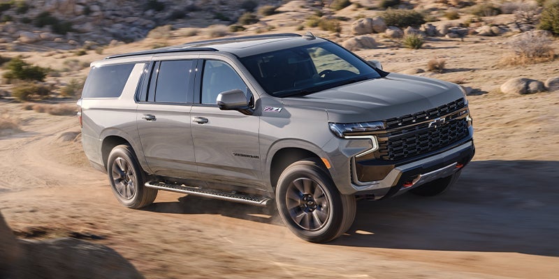 A gray 2023 Chevy Suburban.