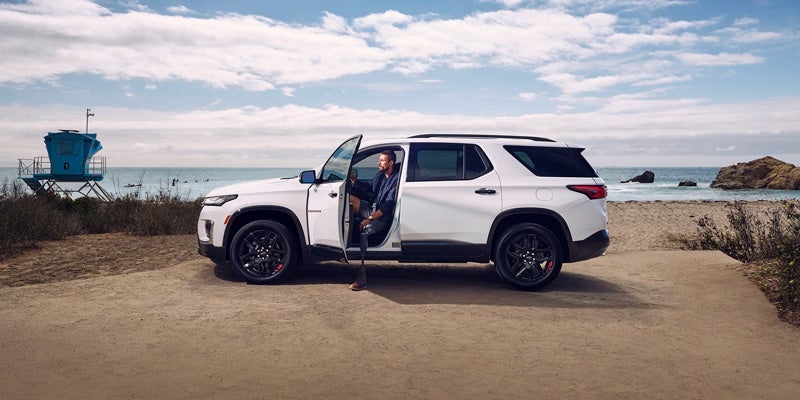 A white 2023 Chevrolet Traverse showcasing its Accessibility.