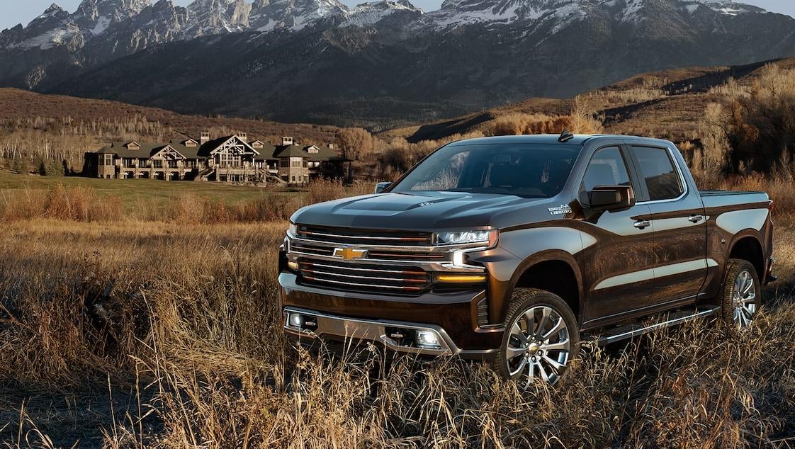 A grey 2018 Silverado parked in the outdoors