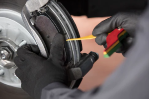 car brakes being measured