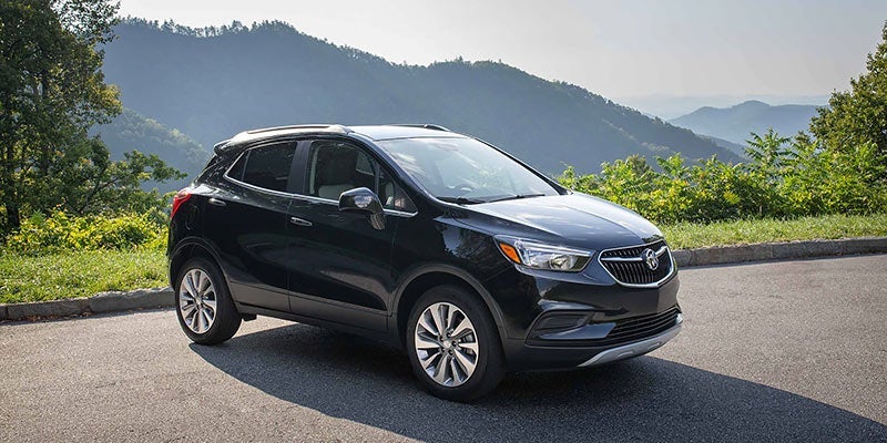 black 2021 buick encore side angle view