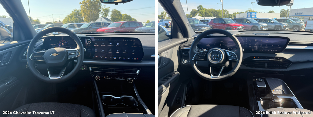 2026 Buick Enclave Preferred vs. 2026 Chevrolet Traverse LT gray interior in Clinton, IL
