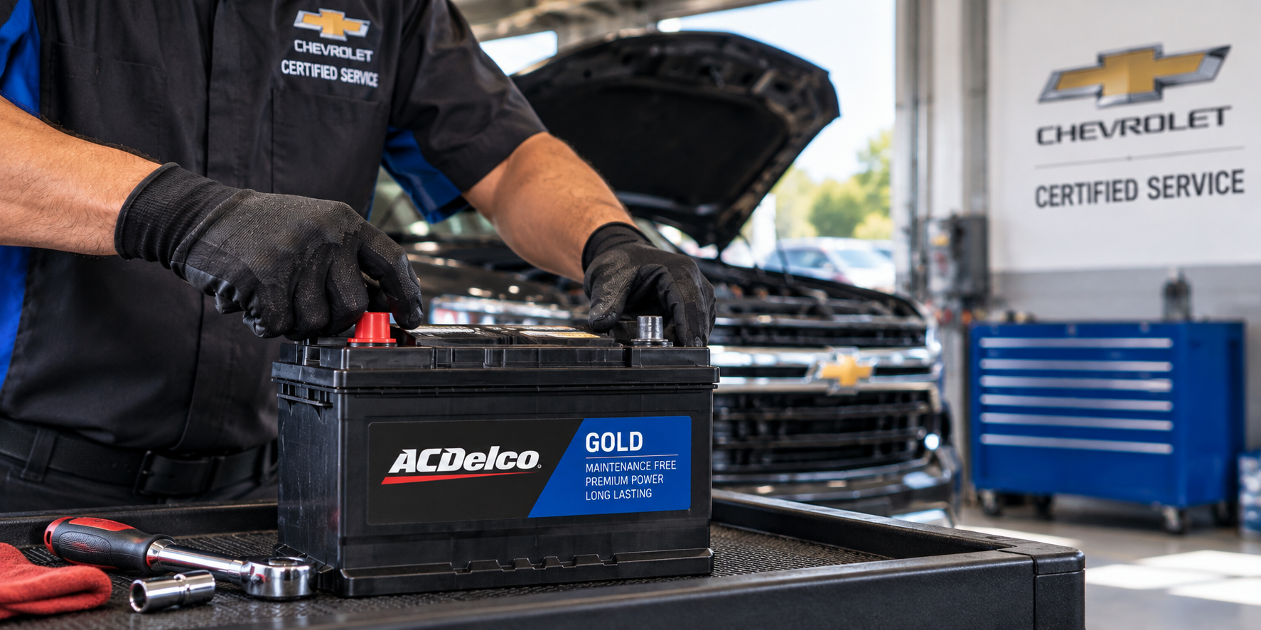 Chevrolet battery inspection and testing at Diamond Chevrolet of Banning