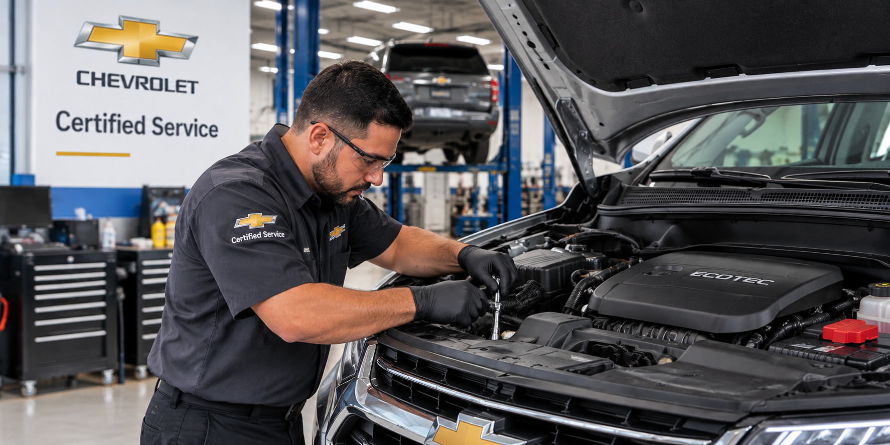 Chevrolet Certified Service technician performing recall service