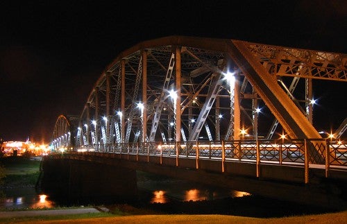 Sorlie Bridge at night in Grand Forks, ND