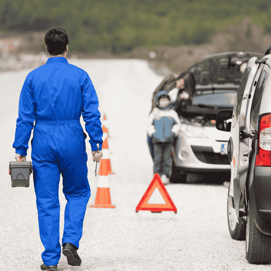 Roadside assistance vehicle helping a driver