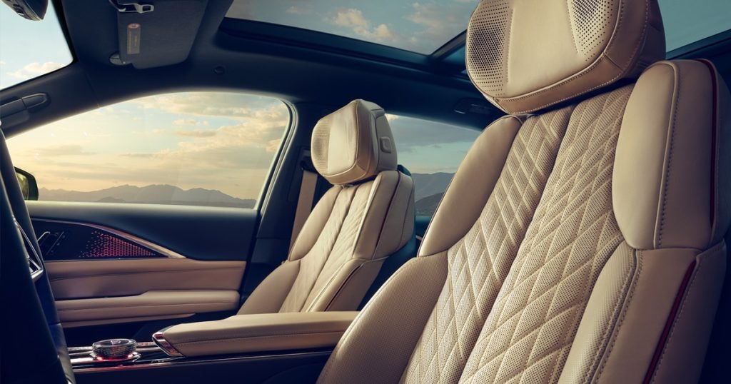 Interior and seats for a Cadillac vehicle.