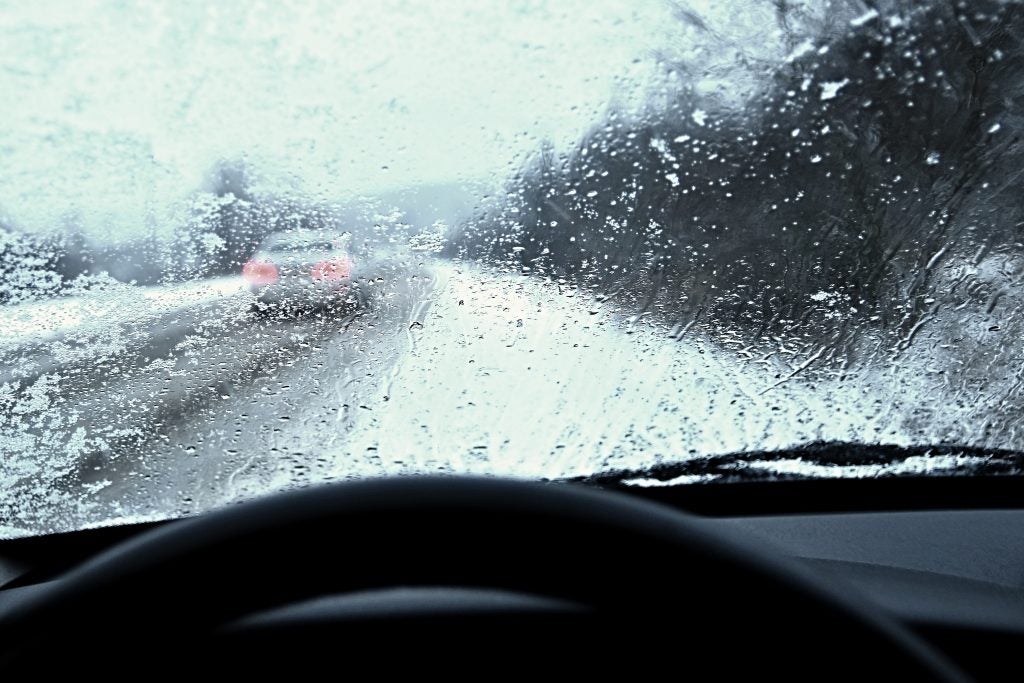 Snowy road during winter driving