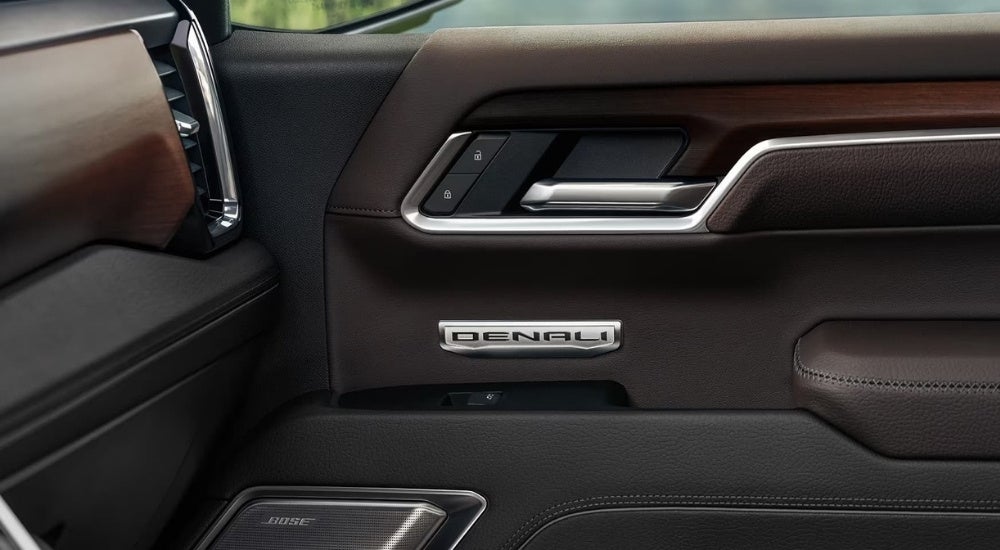 Brown leather interior of a 2025 GMC 1500 Denali Ultimate from a GMC dealer near Crump