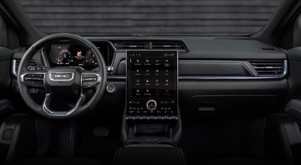 The black interior of a 2025 GMC Terrain.