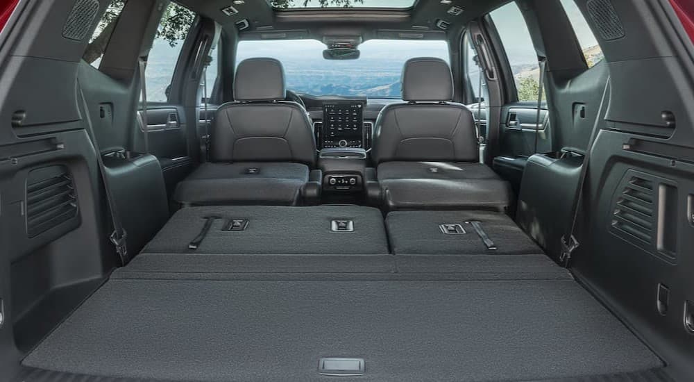 Gray rear interior in a 2026 GMC Acadia.