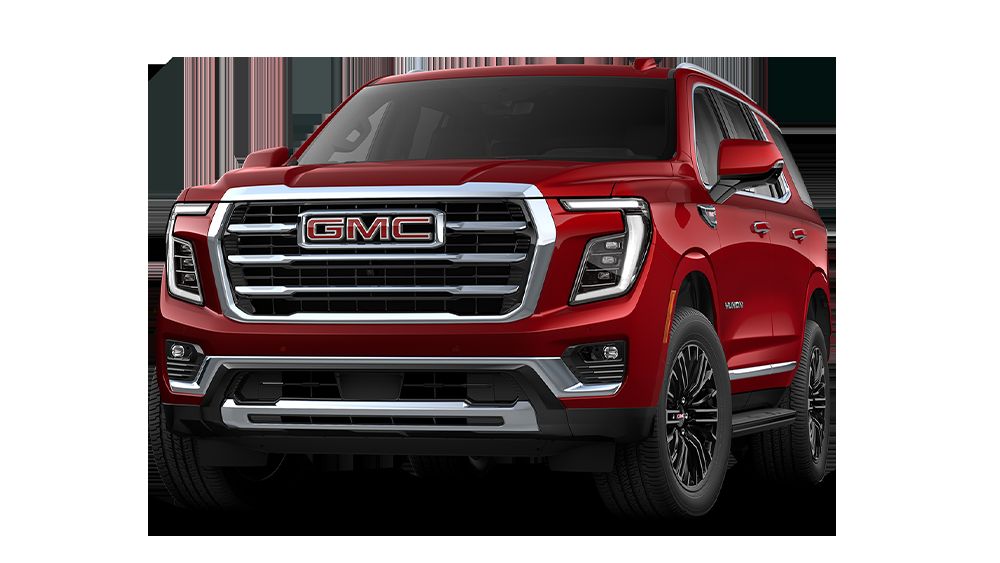 2026 GMC Yukon Elevation in Volcanic Red Tintcoat, three-quarter front view