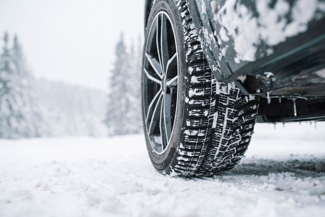 Car tire in the snow