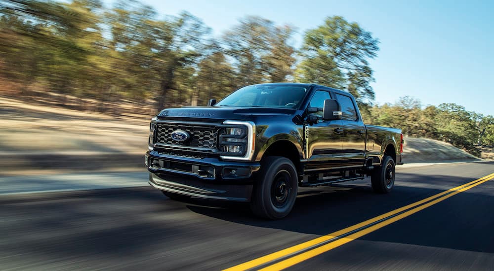 A black 2026 Ford F-250 from the front at an angle.