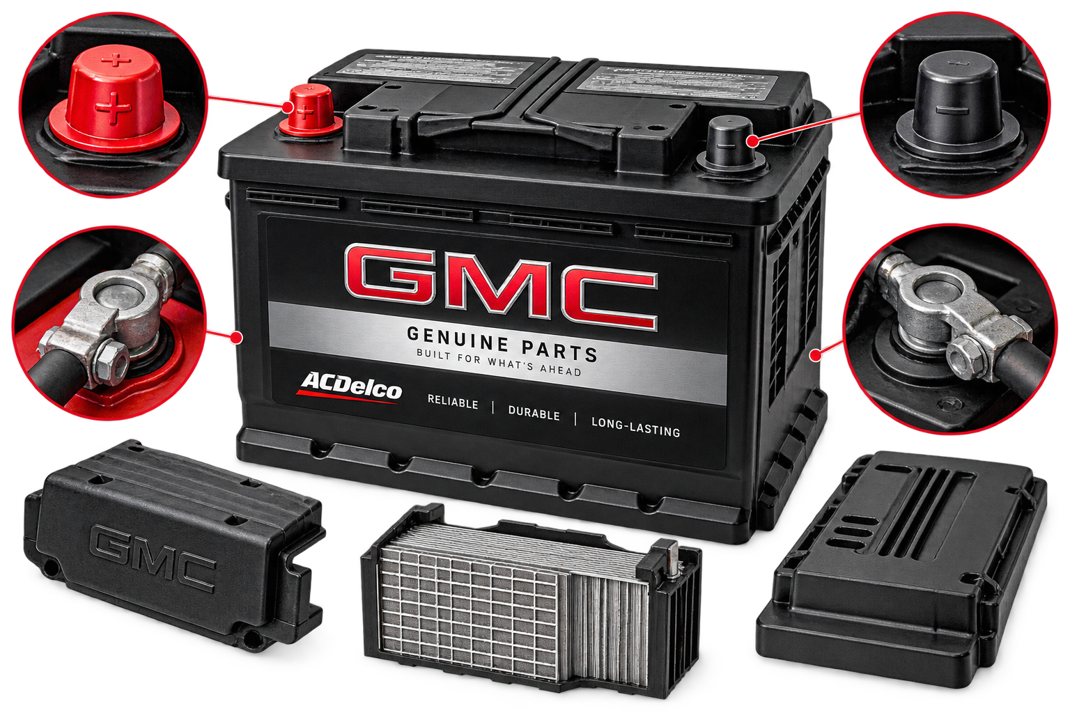 GMC vehicle battery service component graphic