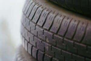 A tire stacked in a pile to be used in a tire rotation