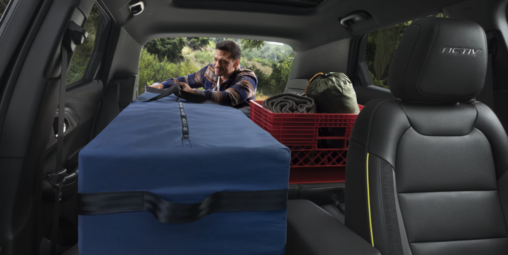 2026 Chevrolet Trailblazer cargo area with seats folded for long cargo