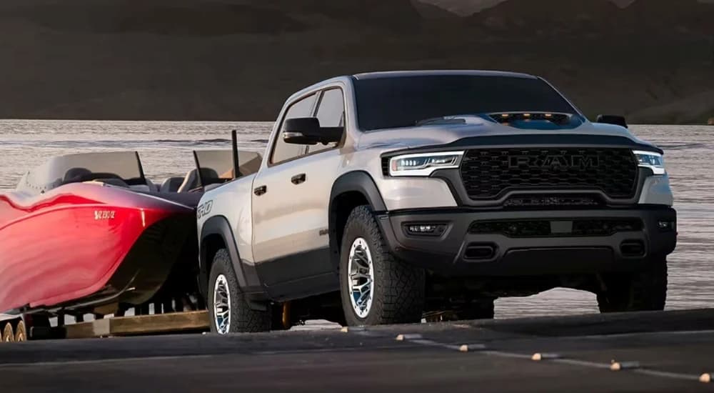 A silver 2025 Ram 1500 RHO from the front.