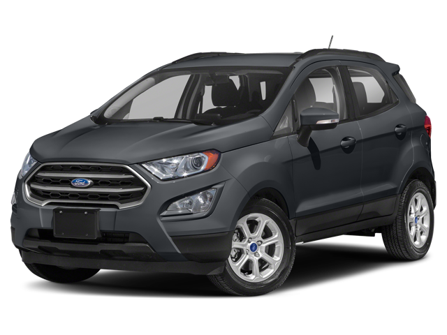 A dark gray Ford EcoSport, a subcompact SUV, angled slightly to the right.