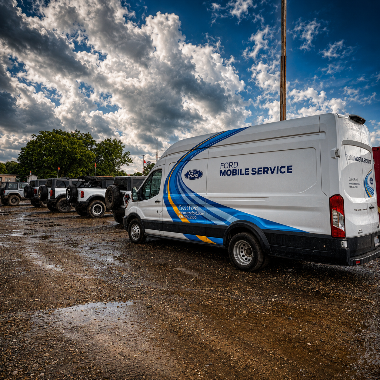Mobile Service van with Bronco lineup