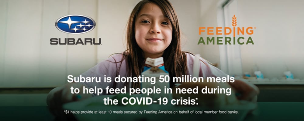 Subaru partners with Feeding America to provide 50 million meals.