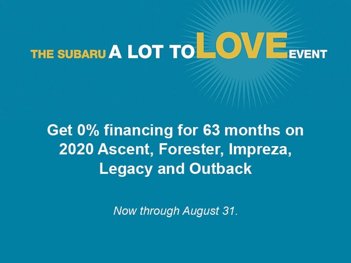 Subaru A Lot to Love Event financing offer.