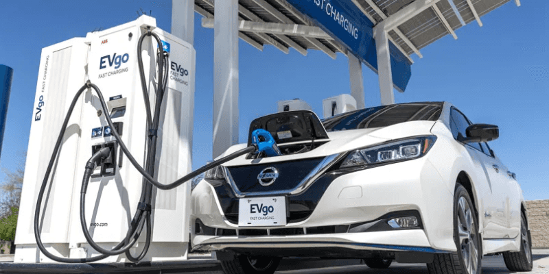Nissan Leaf Charging at a Station 