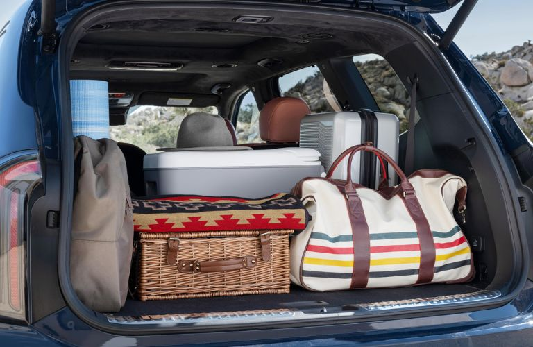 cargo area of the 2025 Kia Telluride filled with luggage