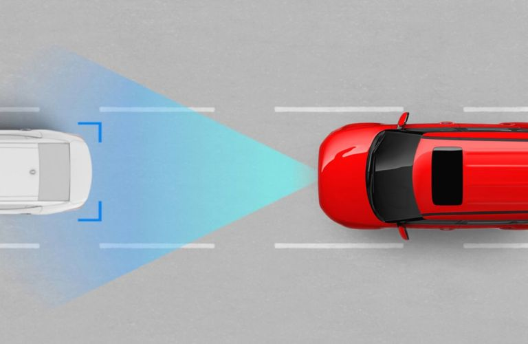 Visual depiction of the Lane Keeping Assist in the 2023 Kia Soul.