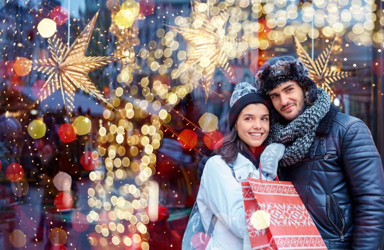 a couple with Christmas present