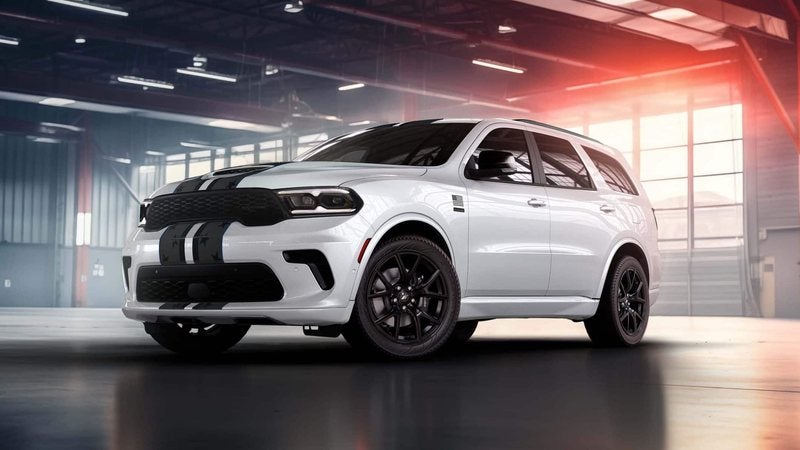 White 2026 Dodge Durango America 250th Anniversary Edition with Stars and Stripes dual stripes; trade in your vehicle at Ross Downing CDJR of Mobile, AL