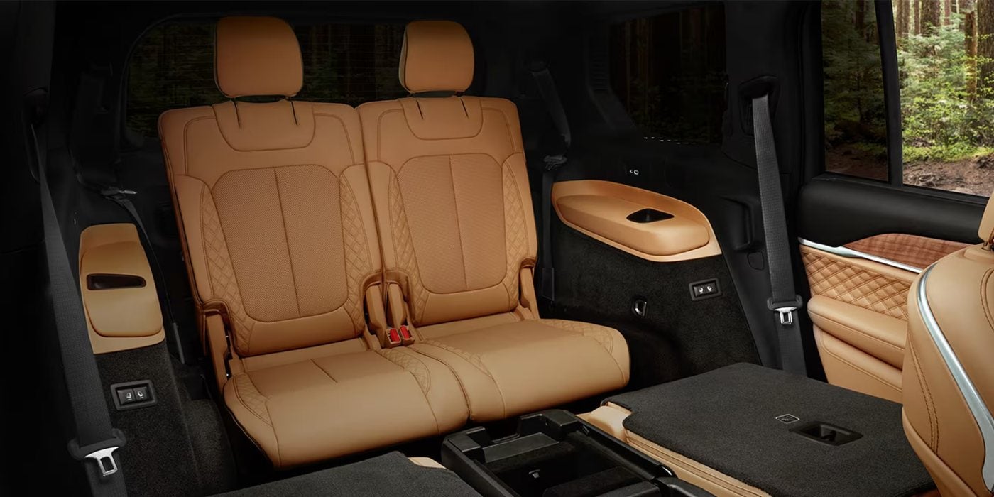 Third-row bench seat in a 2026 Jeep Grand Cherokee L with the second row folded, at Ross Downing CDJR of Mobile, AL