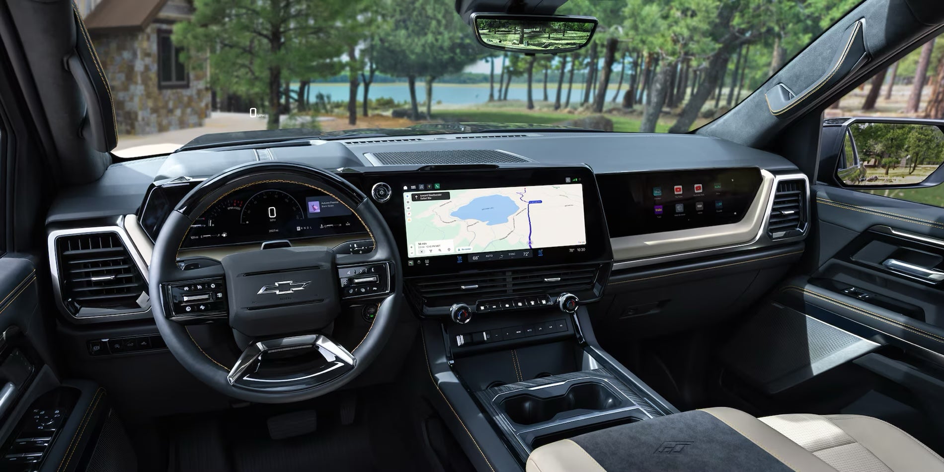 Interior view of the redesigned, next generation 2027 Chevrolet Silverado 1500 High Country.