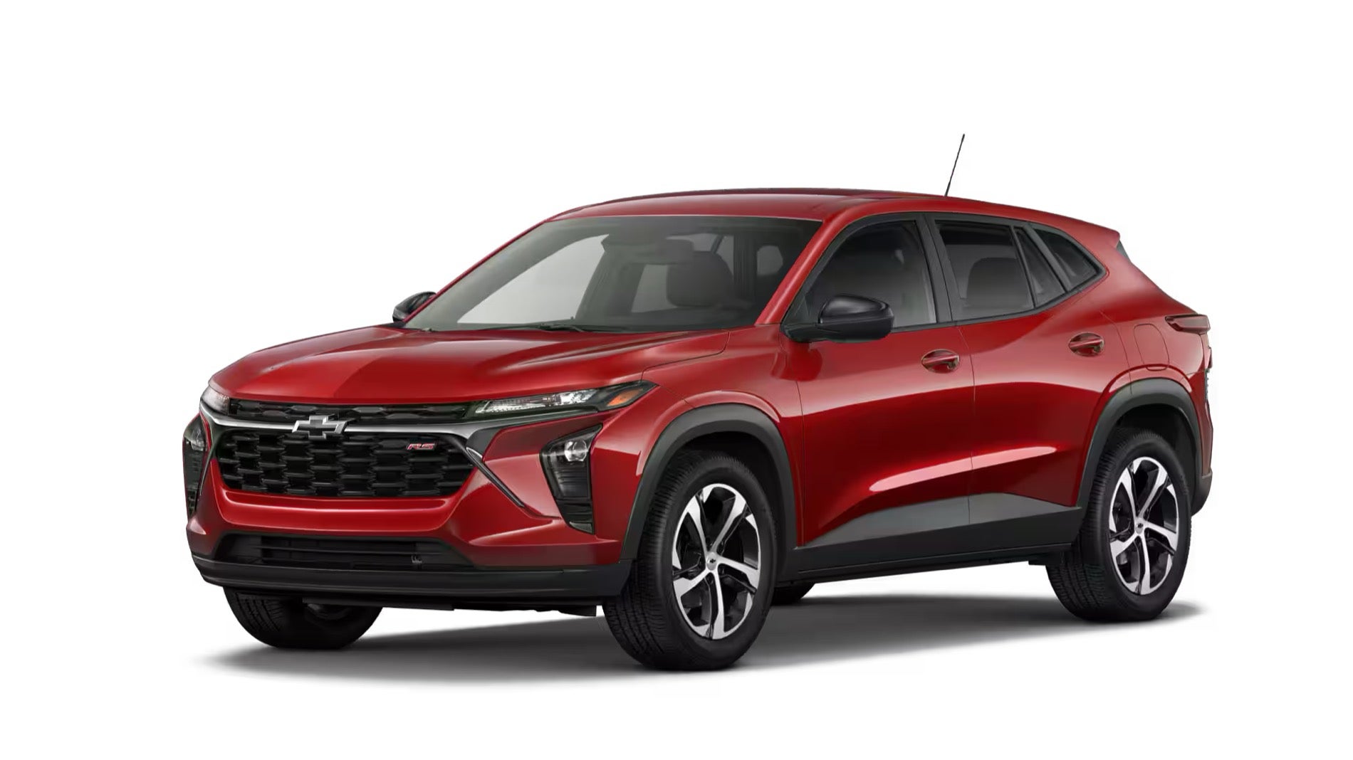 A red 2026 Chevrolet Trax 1RS trim level on a pure white background