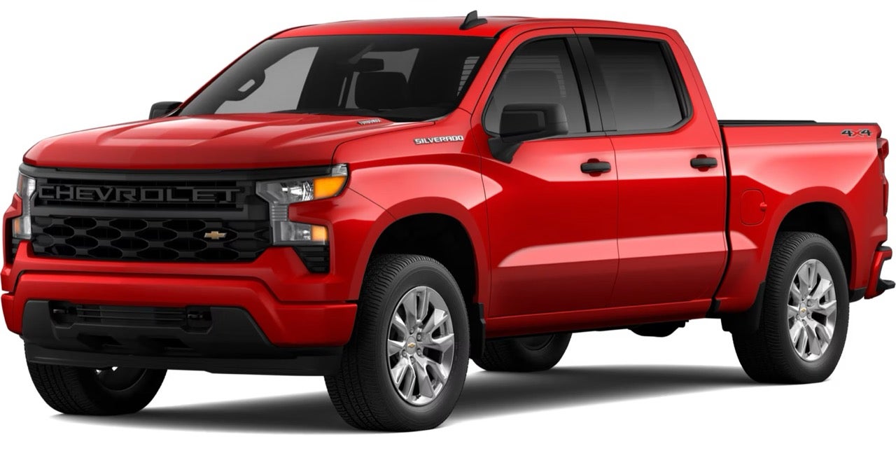A 2026 Chevrolet Silverado 1500 Custom trim level on a clean background