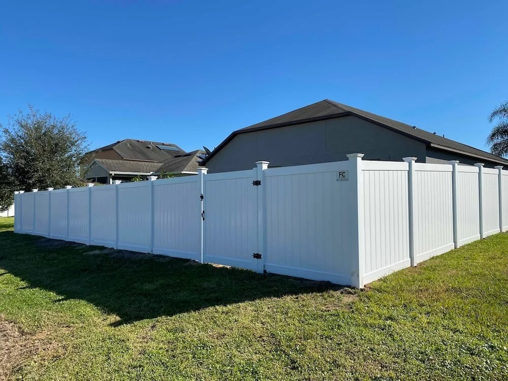 vinyl fence around a house