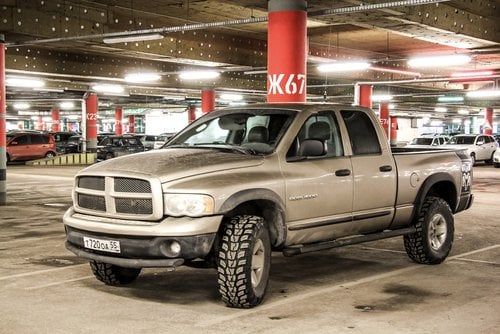 Silver pickup truck.