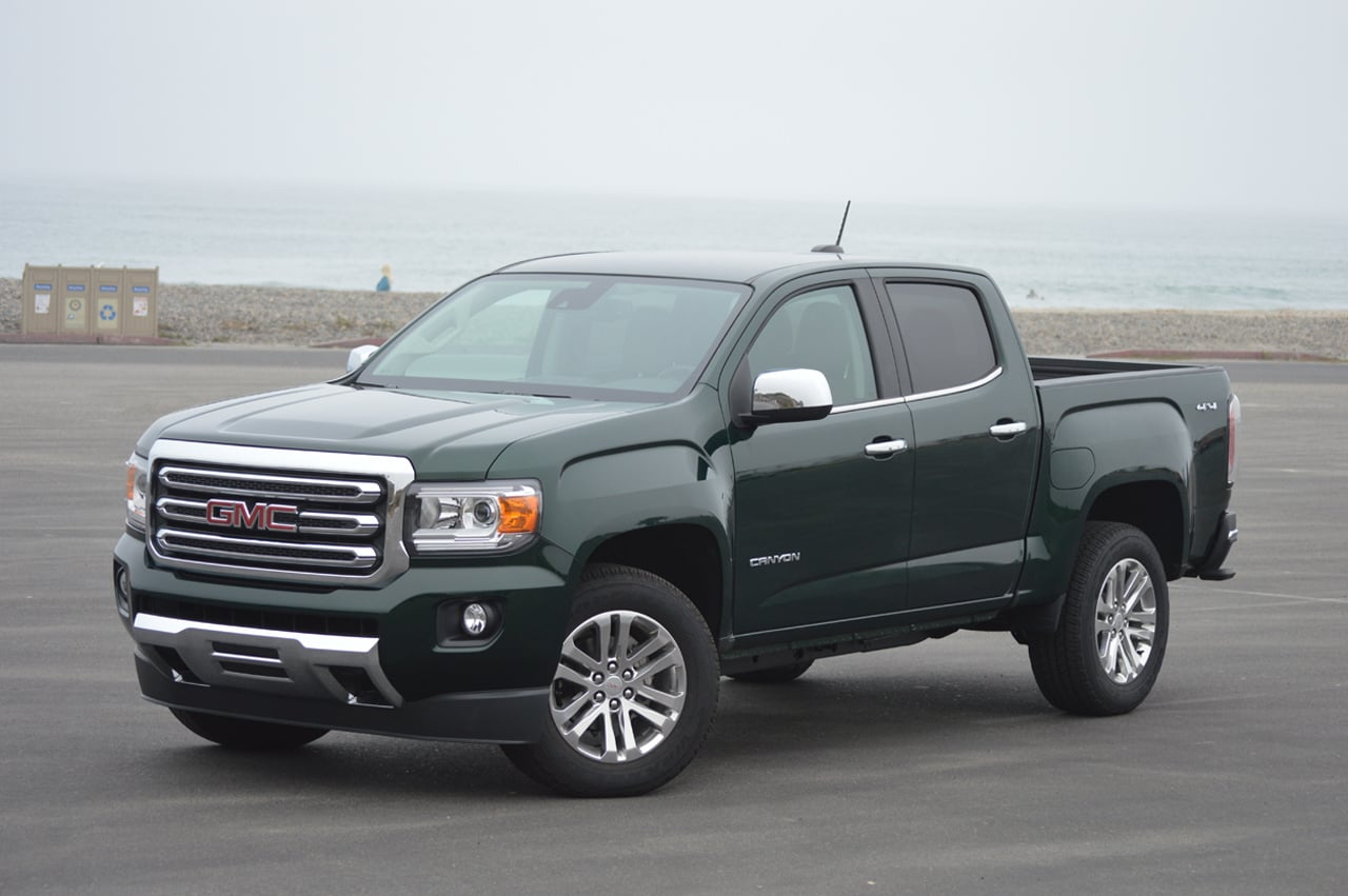 Dark gray GMC pickup truck.