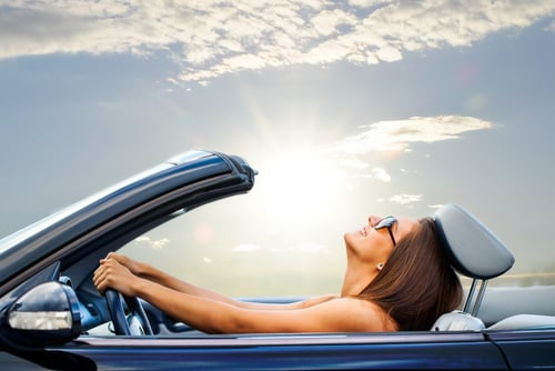  Riding in a car on a sunny drive.